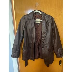 Vintage Berman’s Brown 100% Leather Belted Blazer Jacket Sz. 8